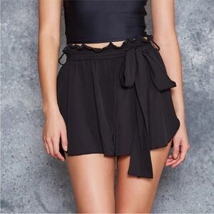 Blackmilk Black Skorts with Elegant Tie Detail